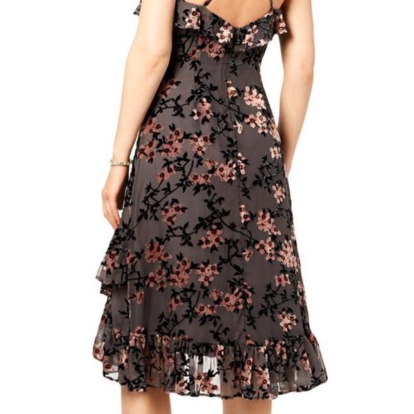 AVEC LES FILLES Burnout Party Dress in Gray + Pink Floral Size 2 New - Picture 8 of 16